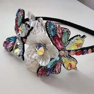 NEW Butterfly Floral Multicolor AB Crystal  Stone Headband